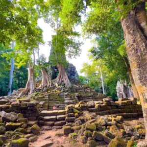 Angkor Thom Bayon Temple stone faces in Siem Reap Cambodia